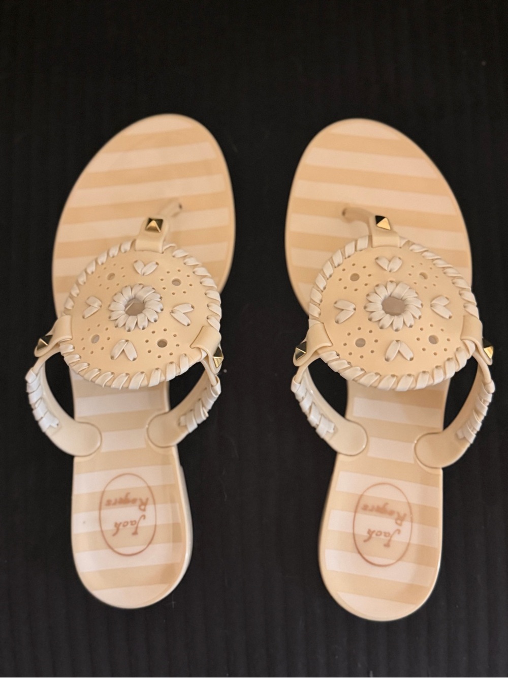 Jack Rogers Beige Floral Medallion Sandals